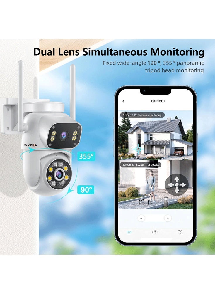 LS Vision 4K Outdoor Camera 8MP Security Camera 4K& 4K Wireless Camera, Dual-Lens Camera Outdoor, CCTV Camera for Home, Wireless Camera 8MP Fixed Lens & 8MP PT lens, Cruiser Dual 8MP，Standard 64GB memory card - Image 3